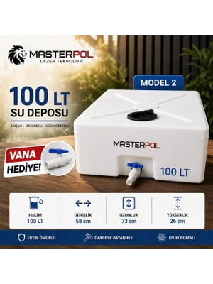 Promaster 100 Lt Kare Su Deposu VANA HEDİYE Model 2 Tankı Bidonu Karavan