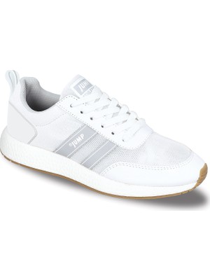 Jump Beyaz Açık Gri Erkek Yürüyüş Koşu Sneaker Spor Ayakkabı Hafif ve Esnek Taban