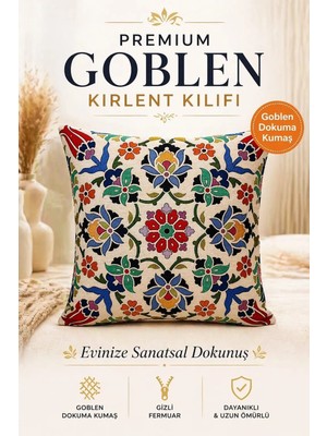 Goblen Çini Lale Desen Kırlent Kılıf