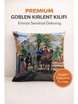 Goblen At Arabası Kırlent Kılıf