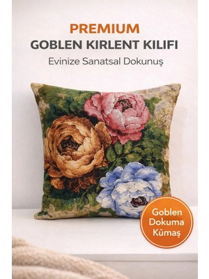 Goblen Üç Çiçek Desen Kırlent Kılıf
