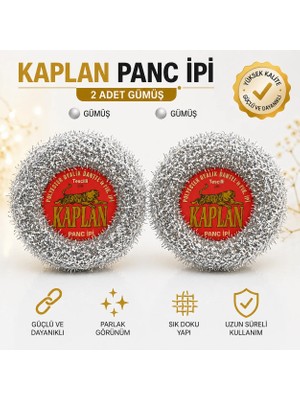 Kaplan Metalik Etamin ve Punch İpi 2 Adet Gümüş