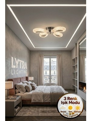 Litra Lighting Damla Model 4"lü Gümüş 3 Renk Modu Ledli Modern Tavana Sıfır Salon Mutfak Yatak Odası LED Avize