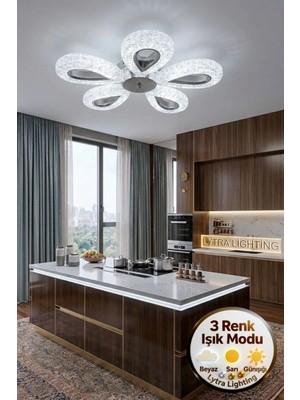 Litra Lighting Damla Model 5"li Gümüş 3 Renk Modu Ledli Modern Tavana Sıfır Salon Mutfak Yatak Odası LED Avize