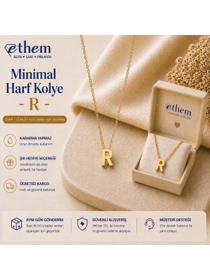 Ethem Gold 14 Ayar Altın ( R ) Harfli Kolye