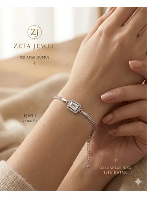 Stil Jewel Zeta Jewel 925 Ayar Gümüş Baget Taşlı Kadın Bileklik - Zarif Pırlanta Model Şık Tasarım