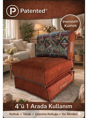 Pufymax Comfy Plus Yeni Nesil Bohem Tekli Koltuk,yataklı Katlanır Berjer,yer Yatağı,şark Köşesi 75X75|85CM