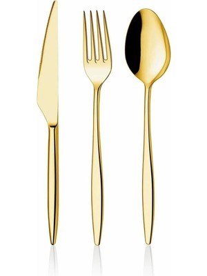 Dmr Life Yakut Gold 48 Parça 8 Kişilik Çatal Kaşık Takımı Paslanmaz Çelik Malzemeden Şık Tasarım