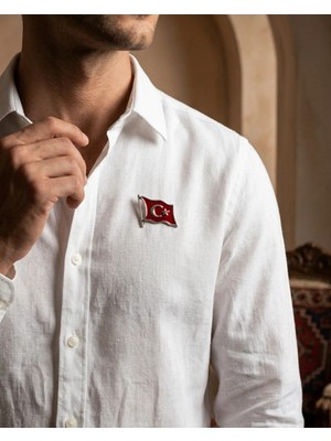 Zaytoon Türkiye Bayarğı Simgesi Gümüş Renkli Özel Tasarımlı Unisex Yaka Rozeti 1 Adet A300019