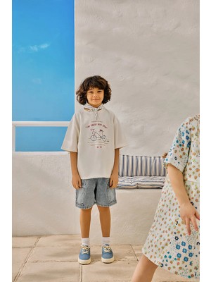 Marvy Kids The Coast Bike Crew Baskılı Tshirt