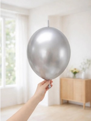 Parti Adresi K-Link Krom Kalisan Balon Parlak Parti Balonu - Gümüş 12 Inc 50'li 