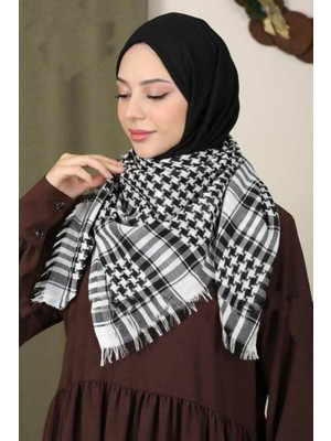 Belirtilmemiş Pamuklu Puşi , Poşu, Kefiye Beyaz Şal 100X100 AYN24014