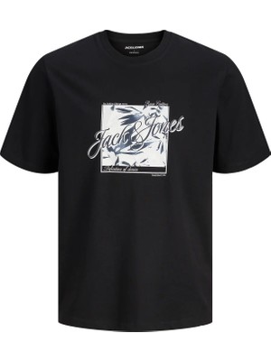 Jack & Jones Jjhonolulu Shape Tee Ss Crew Neck Ln Logolu Erkek Siyah Tişört 12288088