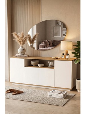 Yurudesign Future Konsol 180 cm Modern Tasarım Çam-Beyaz 1. Sınıf Malzeme ile Üretildi FR15-AW