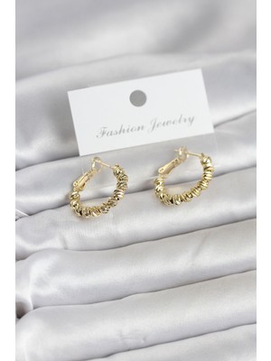 Toptan Bulurum Gold Renk Pirinç Dorika Halka Kadın Küpe