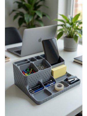 My Craft 3D Telefon Standlı Masaüstü Organizer – Kalemlik, Notluk ve Ofis Düzenleyici