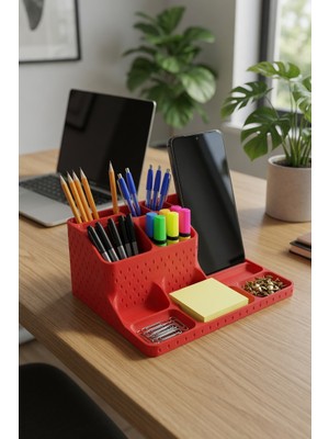 My Craft 3D Telefon Standlı Masaüstü Organizer – Kalemlik, Notluk ve Ofis Düzenleyici