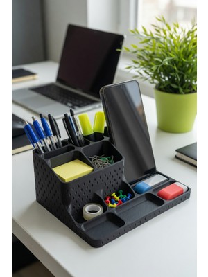 My Craft 3D Telefon Standlı Masaüstü Organizer – Kalemlik, Notluk ve Ofis Düzenleyici