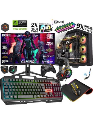 Zeiron Damage X50 Ryzen 7 5700X 32GB RAM 1TB M.2 RTX5060Ti 240mm Sıvı Soğutmalı 27" 240Hz Oyun Bilgisayarı