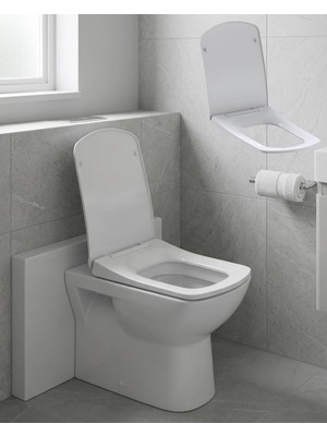 Kare Slim Klozet Kapağı Sessiz Kapanma Dayanıklı Tasarım Nemere