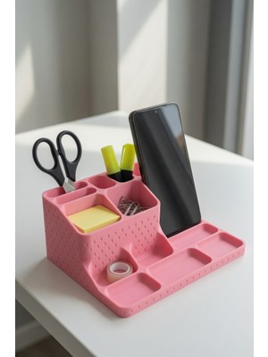 My Craft 3D Telefon Standlı Masaüstü Organizer – Kalemlik, Notluk ve Ofis Düzenleyici