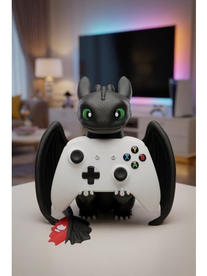 My Craft 3D Ejderhanı Nasıl Eğitirsin Toothless Figür Telefon ve Gamepad Tutucu Mat Dokulu Oyuncu Masa Standı Hediyelik Obje 20X20 cm