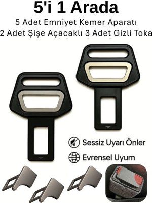 Tüm Araçlara Uyumlu Koltuk Kemer Tokası Tasarımlı Açacak-Gizli Toka Sinyal Susturucu 5 Adet