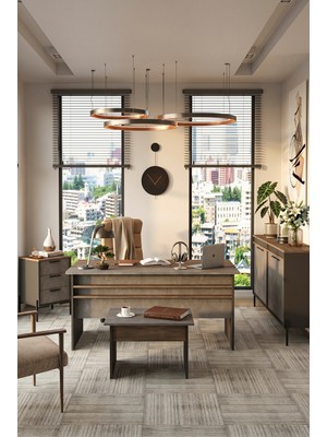 Yurudesign Vista Abce Ofis Masa Takımı Modern Tasarım Ahşap ve Beton 1800x895x750 mm