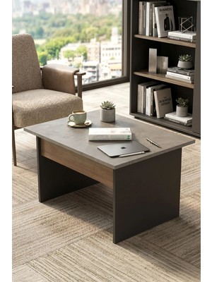 Yurudesign Vista B Ofis Sehpası 80CM*60CM Kahve-Beton-Antrasit Vs2-Cga