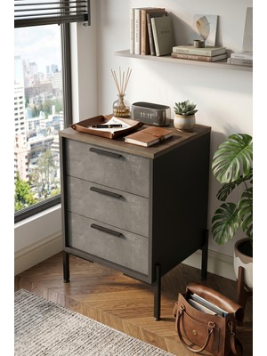 Yurudesign Vista C Ofis Keson Metal Ayaklı Kahve-Beton-Antrasit Vs3-Cga