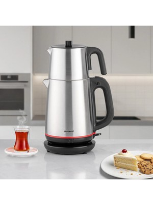 Homend Royaltea 1711h Çay Makinesi 1 l Demlik 1,9 l Su Isıtıcı Kapasiteli Çelik İnox Siyah Tasarım