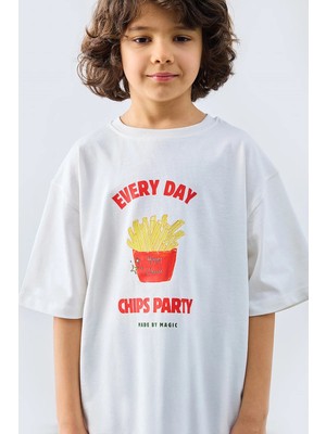 Marvy Kids Chips Party Baskılı Tshirt