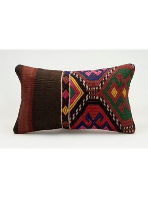Kilim Wholesale El Yapımı Eski Kilimden Yapılmış Vintage Kırlent Kılıfı, Yün, 30X50 cm