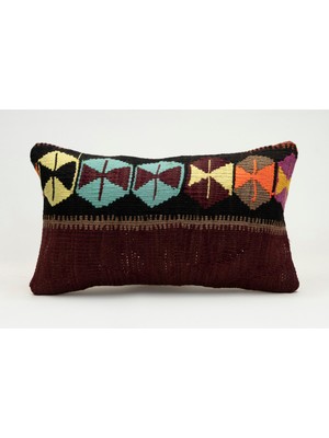Kilim Wholesale El Yapımı Eski Kilimden Yapılmış Vintage Kırlent Kılıfı, Yün, 30X50 cm