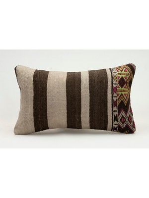 Kilim Wholesale El Yapımı Eski Kilimden Yapılmış Vintage Kırlent Kılıfı, Yün, 30X50 cm