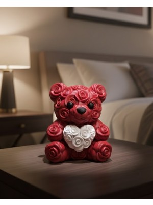 Renklime 10CM 3D Özel Baskı Kalpli Ayıcık Romantik Hediye Objesi