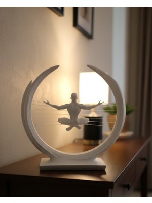 Renklime 3D Zen Heykeli Ay Formlu Meditasyon Yapan Insan Figürü Dekor
