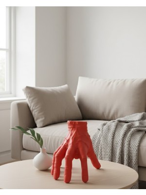 Renklime 3D Kırmızı El Dekor 17X16 cm Gotik ve Modern Tasarım Obje