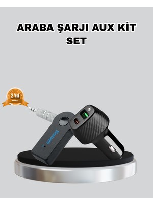 Renklime Aux Bluetooth Adaptör ve 38W Hızlı Araç Şarj Cihazı Seti