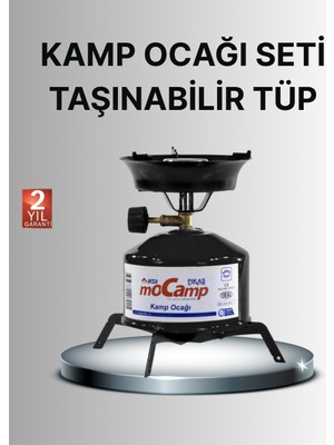 Renklime Kompakt Kamp Ocağı Seti Gaz Tüplü Ayarlanabilir Alevli 400G Hafif Tasarım