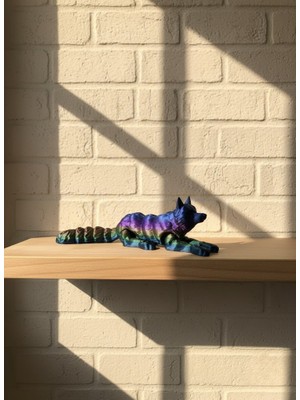 Renklime Hareketli Kurt Rainbow Dekoratif Esnek Figür 10X24 cm