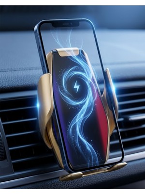 Renklime Otomatik Açılan Araç Telefon Tutucu Kablosuz Şarj ve Tek Elle Kullanım