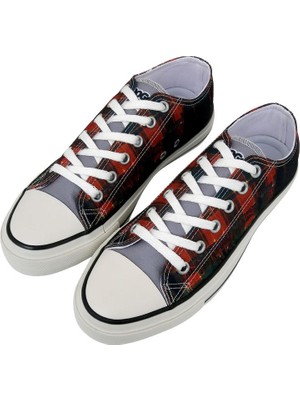 Dogo Erkek Vegan Siyah Sneakers - Japanese Skull Tasarım