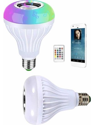 Renklime Kumandalı Rgb LED Işık Bluetooth Hoparlör Ses Lambası Renkli Ampul