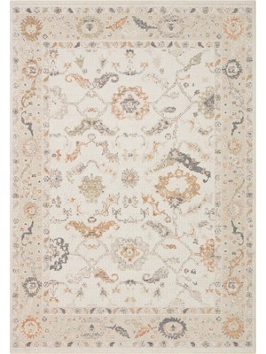 Cool Halı Patara Krem Bej Renkli Bukleli Otantik Vintage Klasik Desen Ince Yumuşak Salon Oturma Odası Halısı