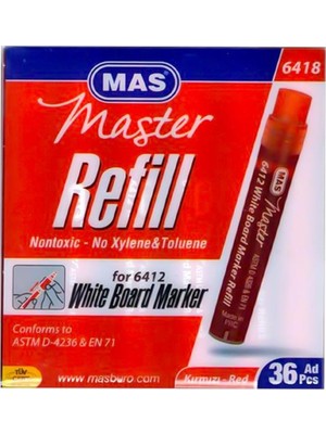  mas tahta kalemi kartuşu kırmızı 6418 (36 lı paket)
