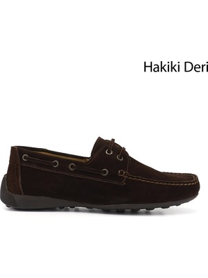 Gönderi(r) Erkek Kahve Süet  Rok Hakiki Deri Bağcıklı Ayakkabı