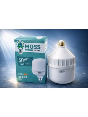 Hobibahçem Moss Light 50W LED Ampul E27 Duy 4500 Lumen Yüksek Işık Gücü Enerji Tasarruflu Beyaz Işık