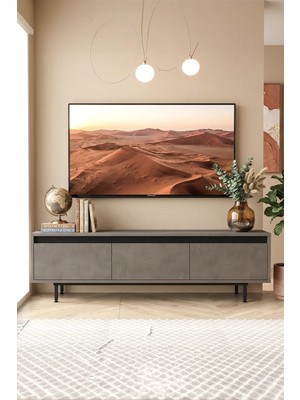 Yurudesign Luvio Tv Ünitesi Sehpası Metal Ayaklı 160CM Beton-Siyah Lv1-Rl