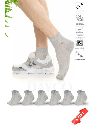 Dayco Premium Yazlık Grimelanj Renk Dikişsiz Erkek Bambu Yarım Konç Çorap 6'lı Set